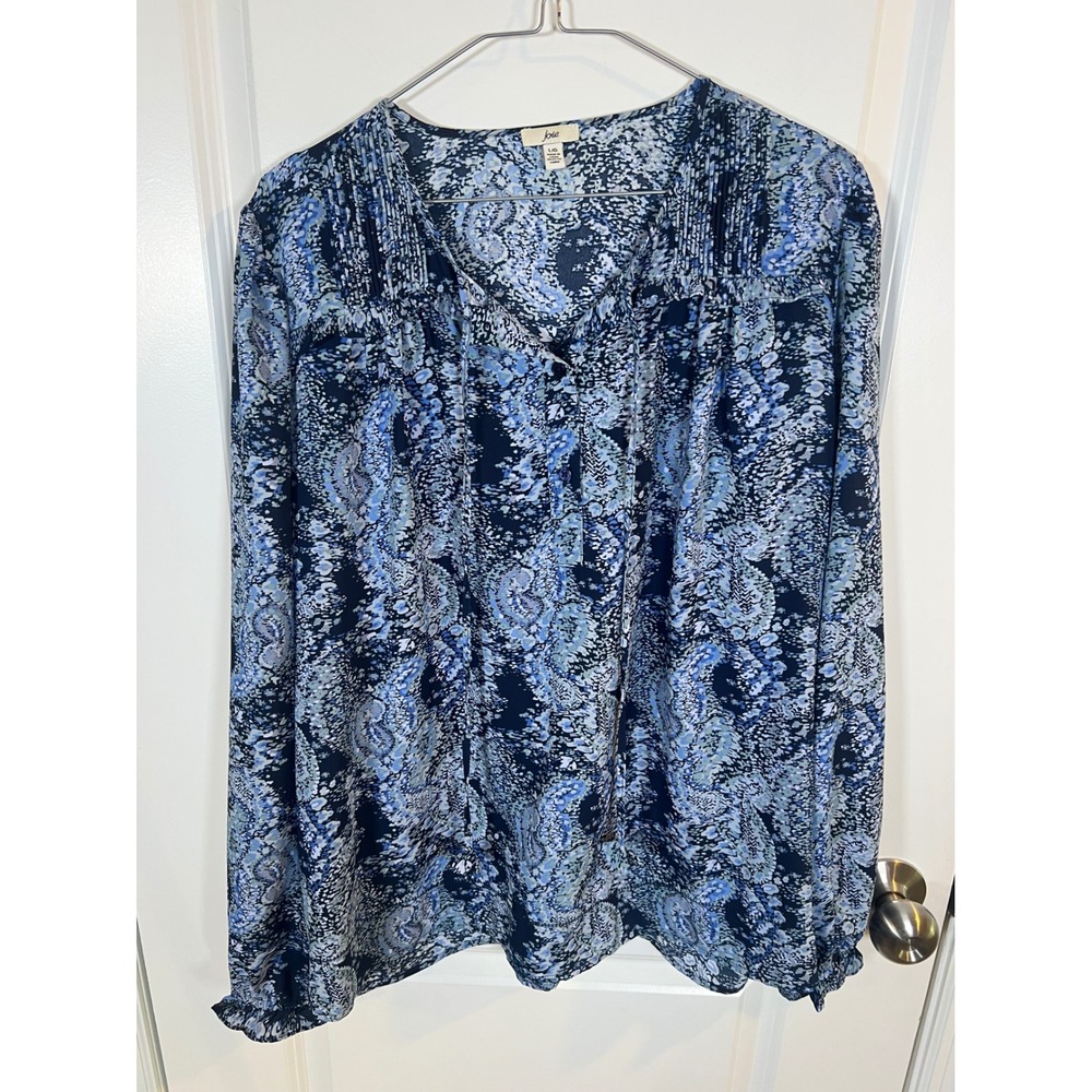 Joie Womens Blouse Paisley Print Blue Large